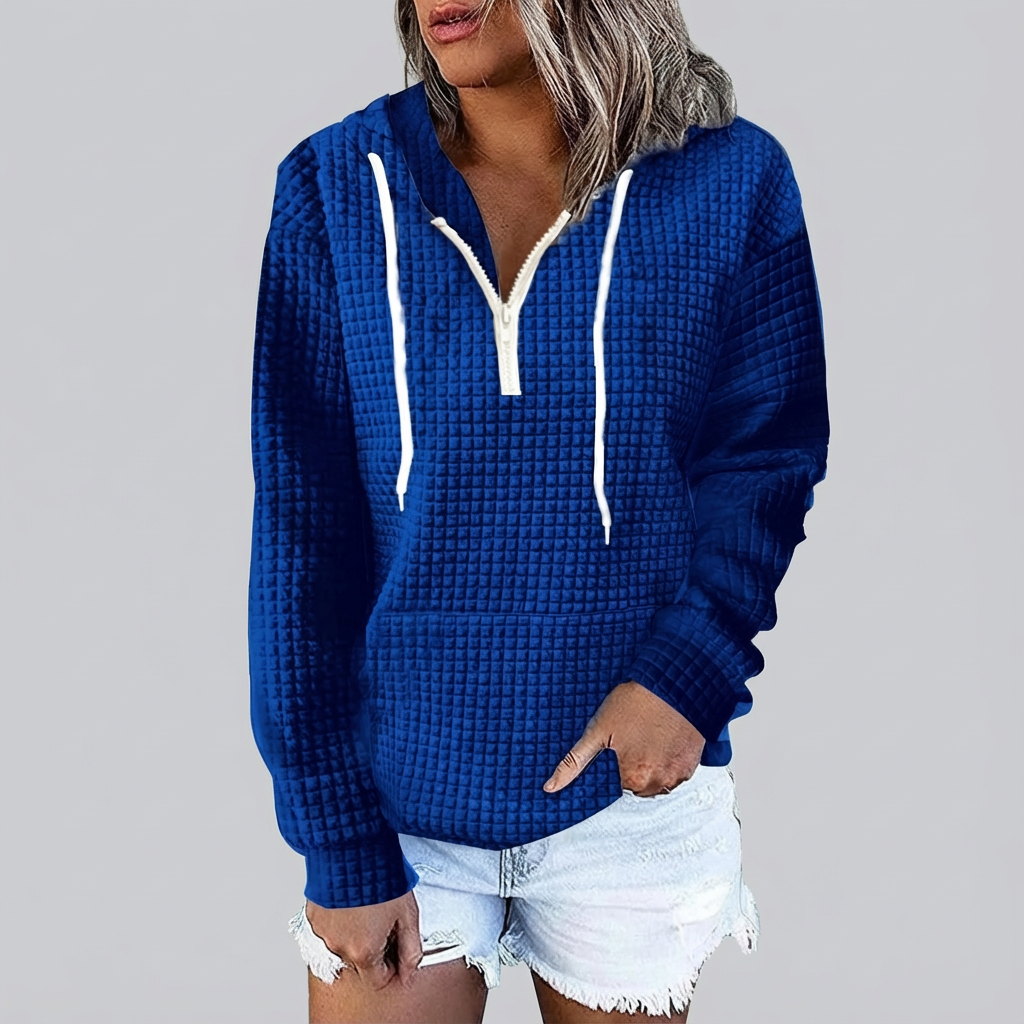 Relaxed dames hoodie met halve ritssluiting