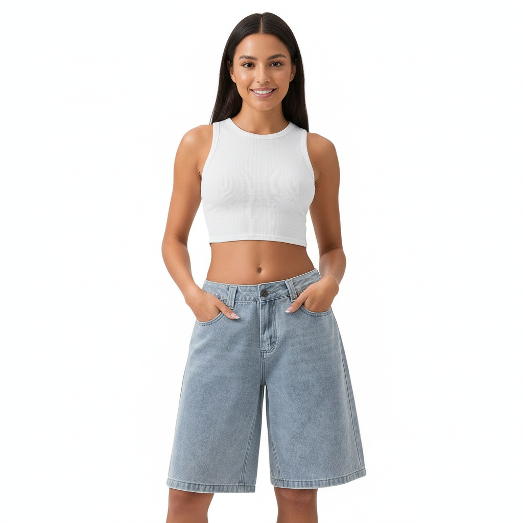 Relaxed denim dames bermuda short – Mila