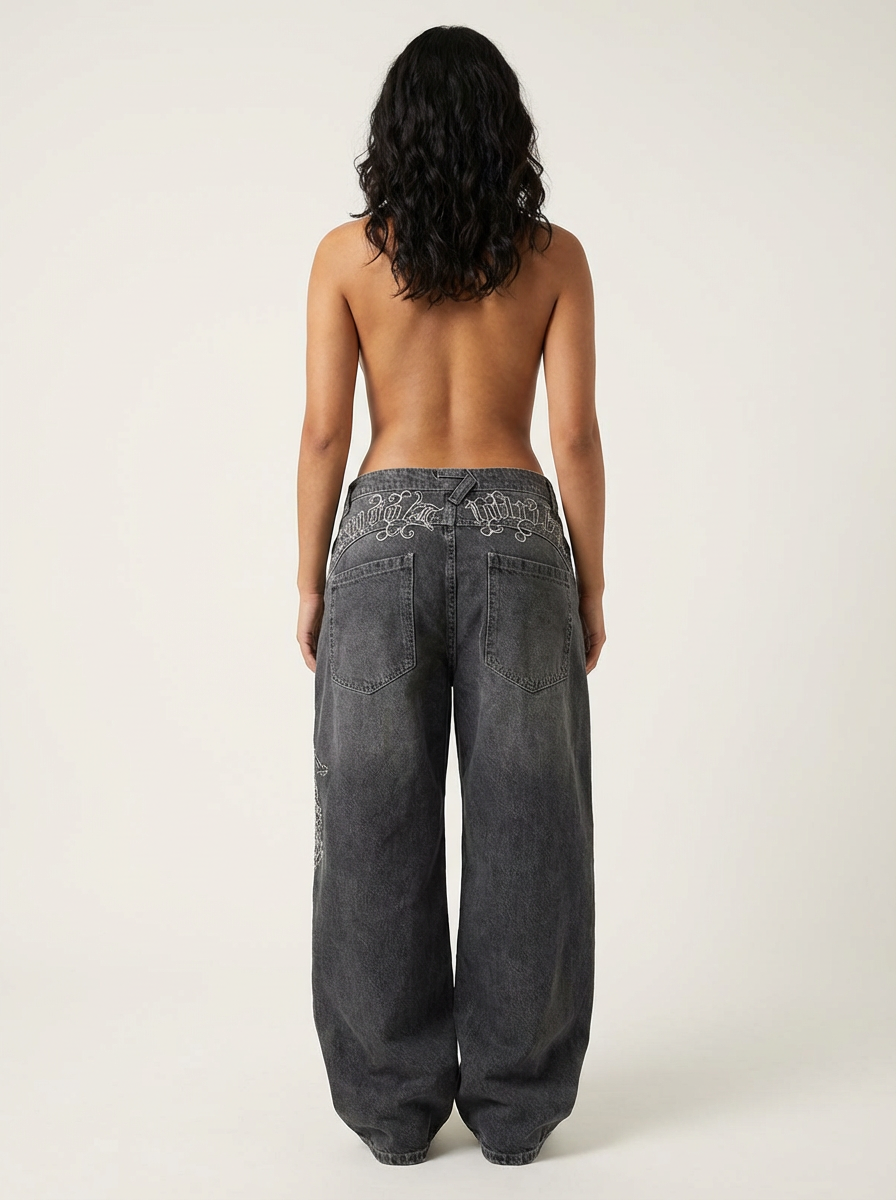 Retro Street Wide Leg Boyfriend Jeans