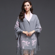 Reversible dames vest met bloemenprint en franjes – Celeste