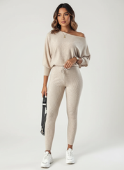Ribbed two-piece loungewear set – Belaire