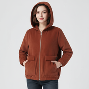 Ribfluwelen dames jas met capuchon – Mila