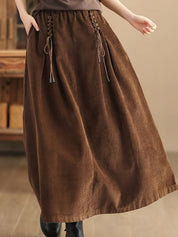 Ribfluwelen maxi damesrok  – Cassia