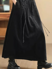 Ribfluwelen maxi damesrok  – Cassia