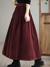 Ribfluwelen maxi damesrok  – Cassia