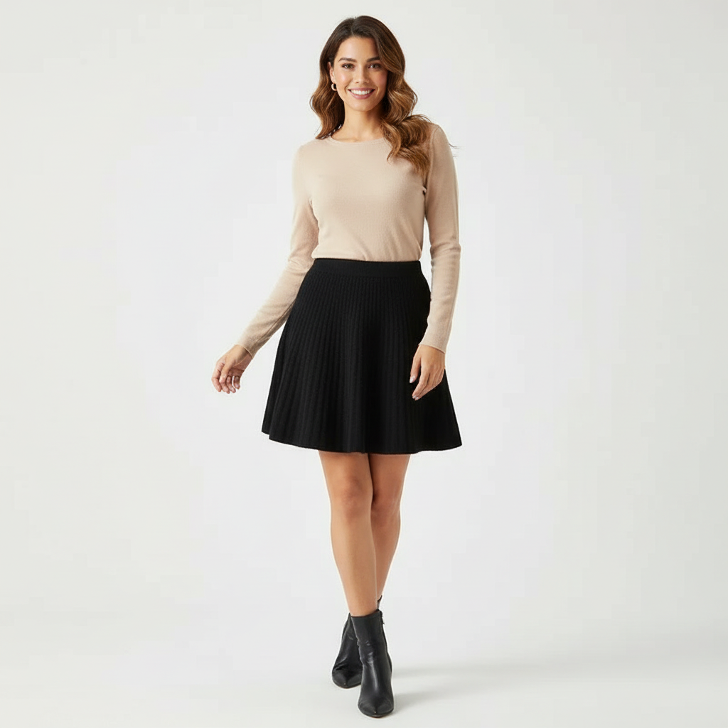 Ribgebreide A-lijn rok – Élodie
