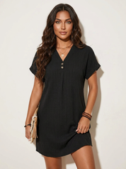 Ribgebreide T-shirt jurk - Emma