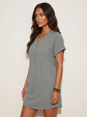 Ribgebreide T-shirt jurk - Emma