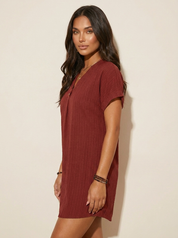 Ribgebreide T-shirt jurk - Emma