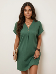 Ribgebreide T-shirt jurk - Emma