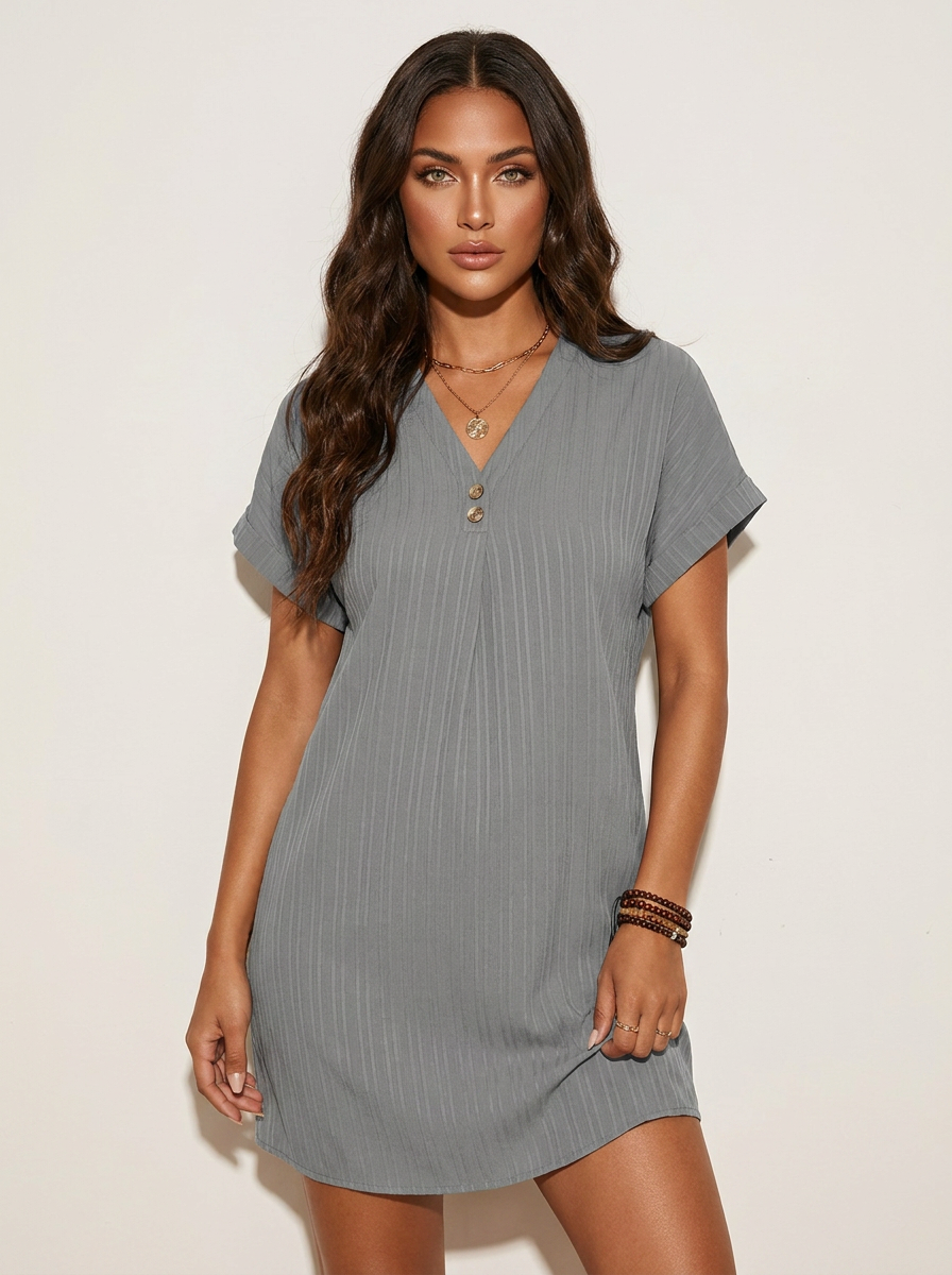 Ribgebreide T-shirt jurk - Emma