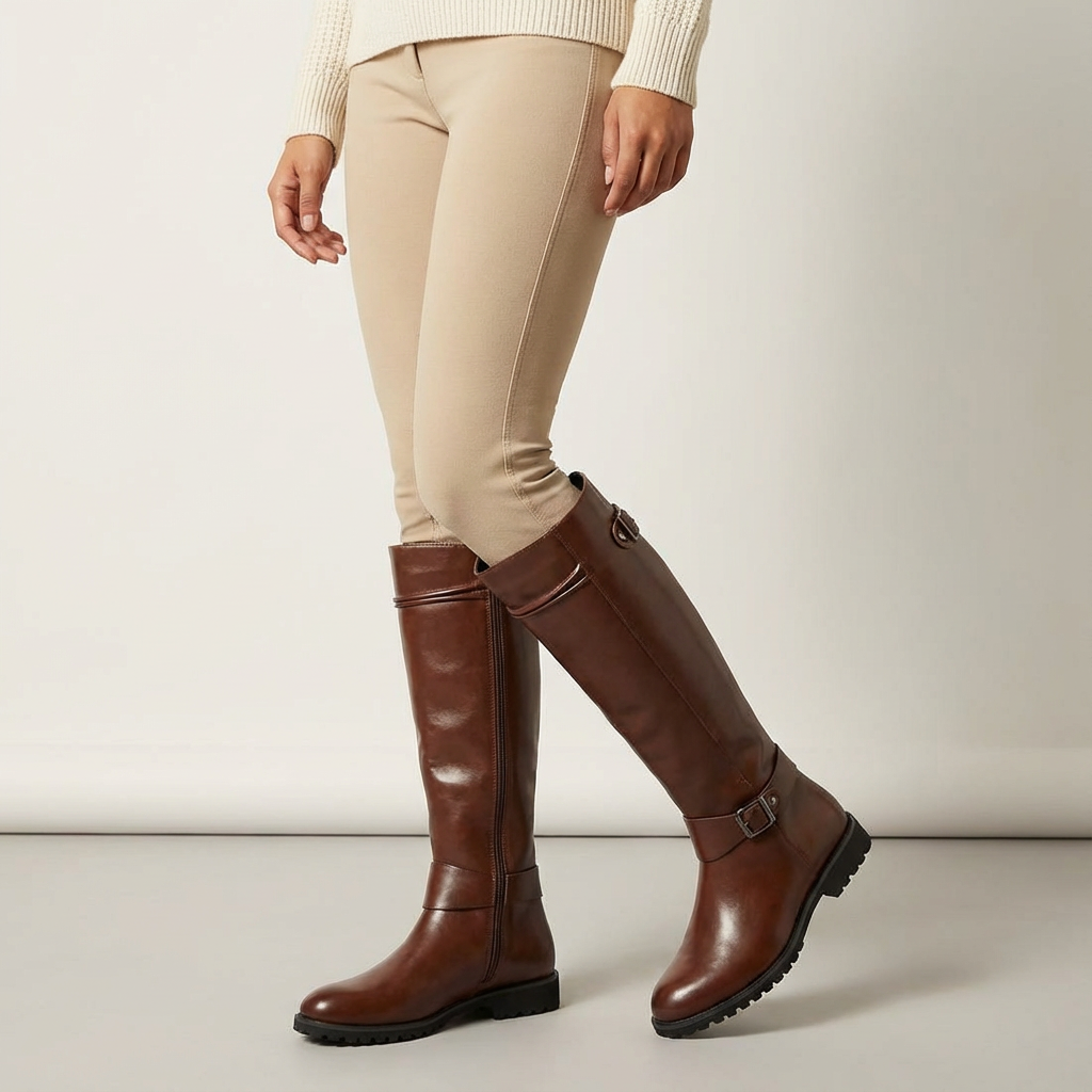 Robuuste leren laarzen met stevige zool