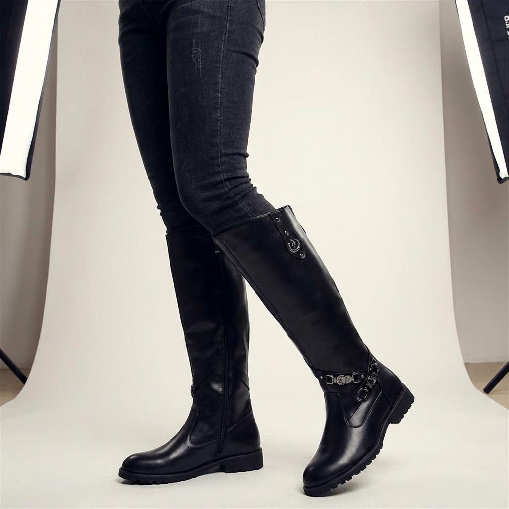 Robuuste leren laarzen met stevige zool