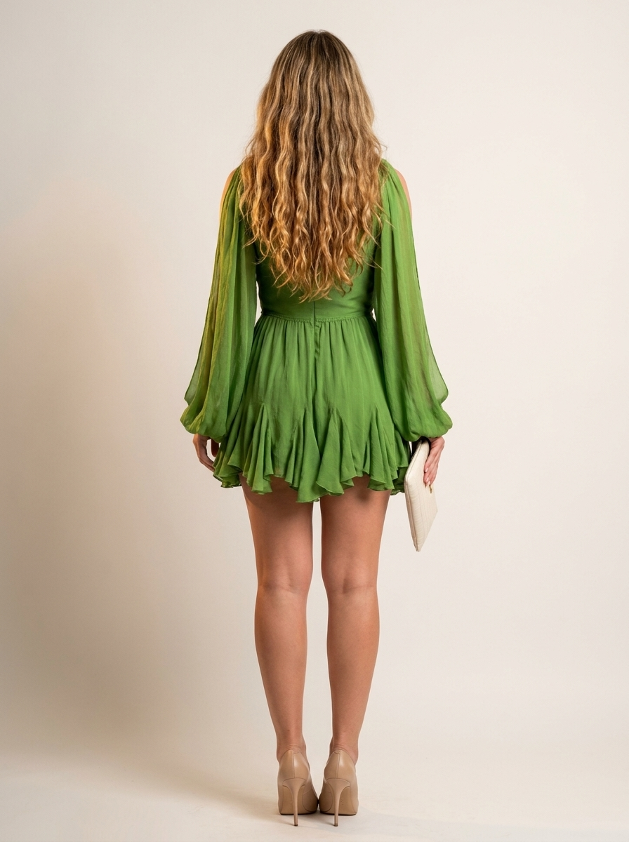 Romantische mini-jurk met zwierige mouwen - Isabella