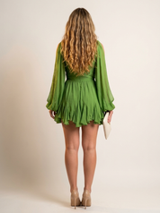 Romantische mini-jurk met zwierige mouwen - Isabella