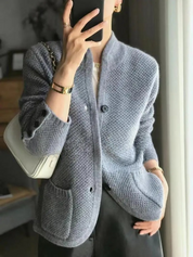 Luxe gebreid vest met opstaande kraag - Claire