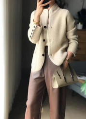 Luxe gebreid vest met opstaande kraag - Claire