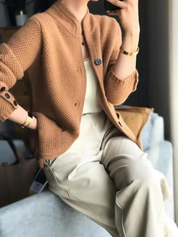 Luxe gebreid vest met opstaande kraag - Claire