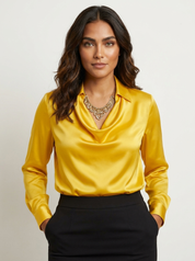 Satijnen drapeer blouse - Elara