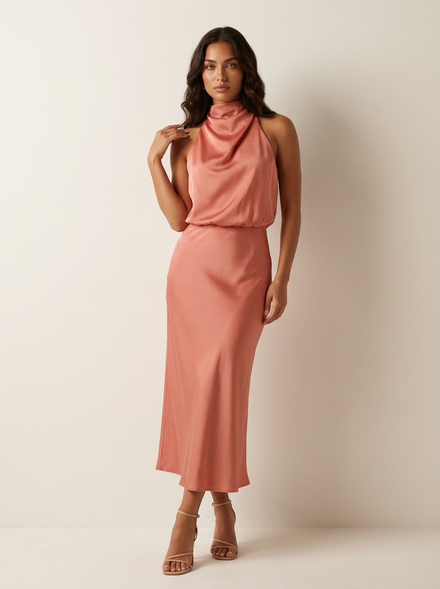 elegante jurk met luxe stof en vrouwelijke pasvorm