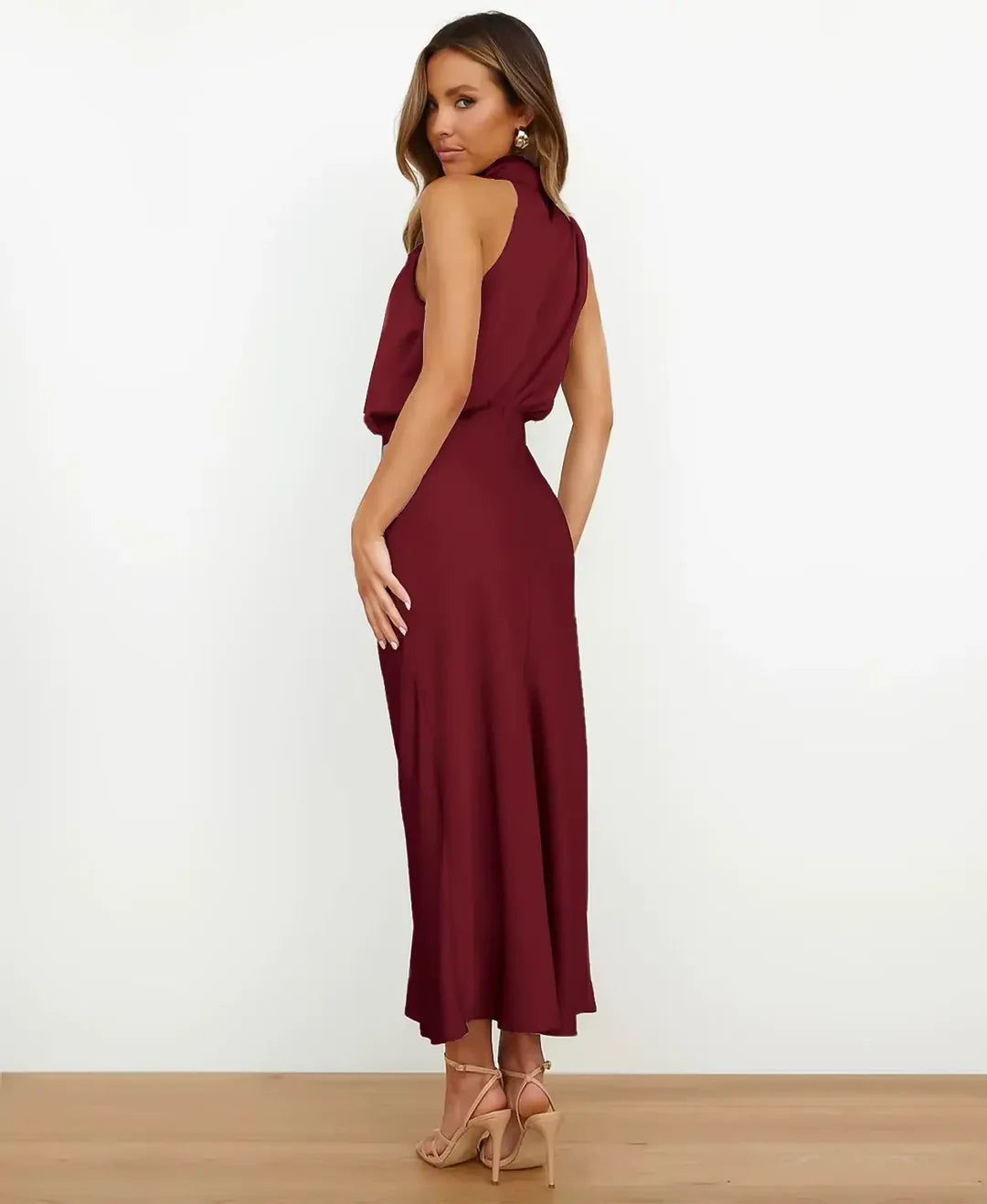 Satin halter midi dress - Isabelle