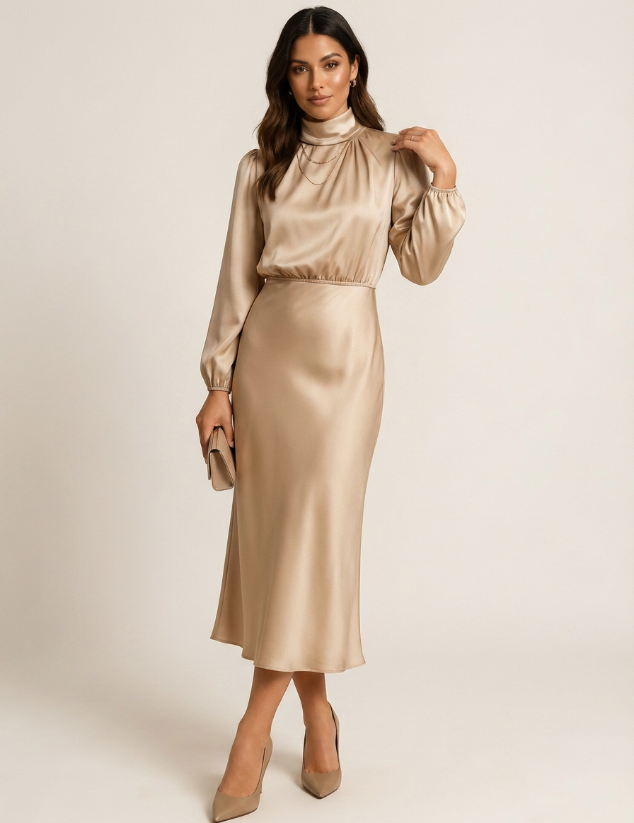 elegante jurk met luxe stof en verfijnde pasvorm