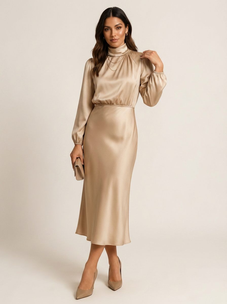 elegante jurk met luxe stof en verfijnde pasvorm