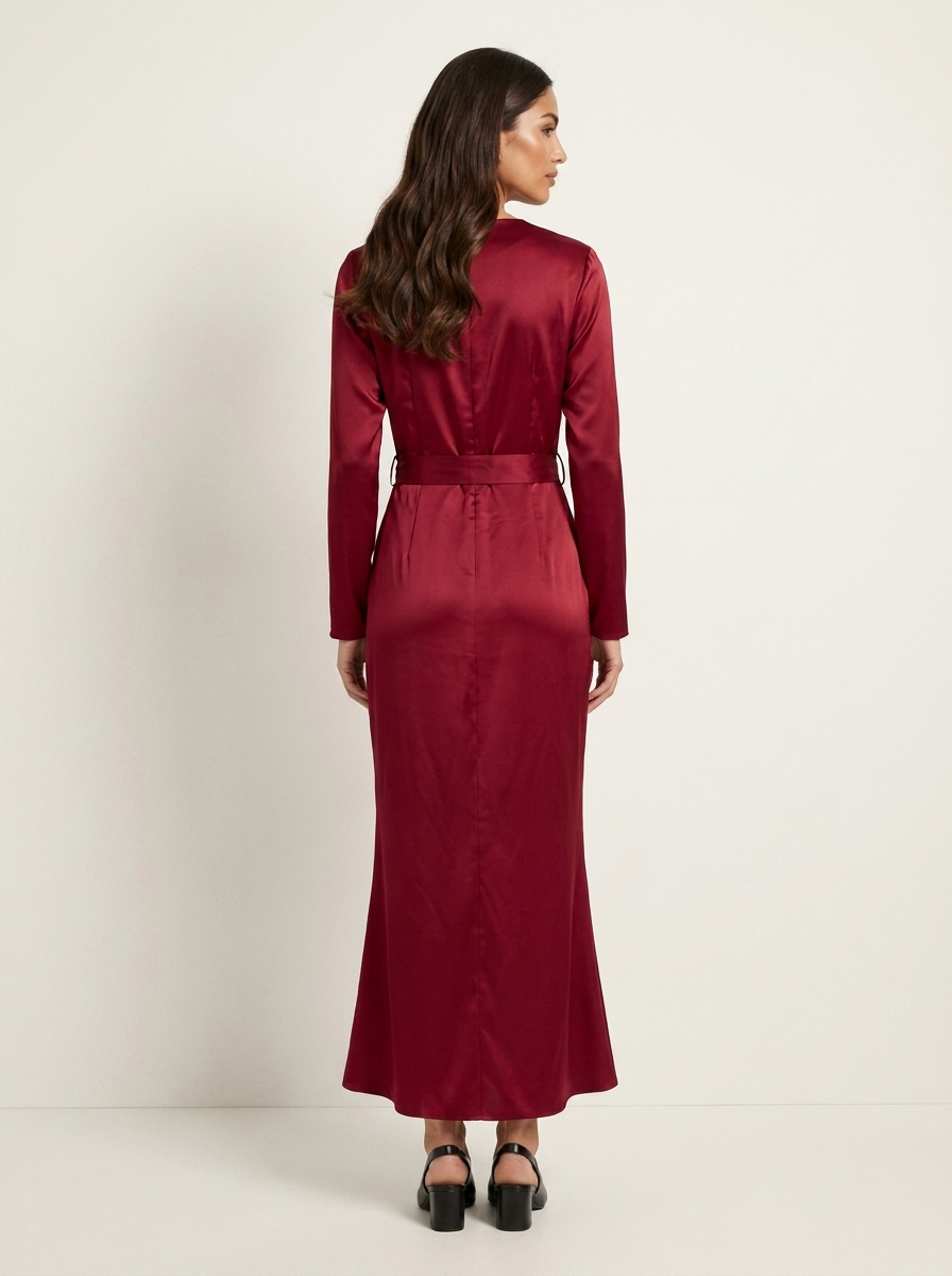 Satijnen wikkel maxi jurk - Isabella