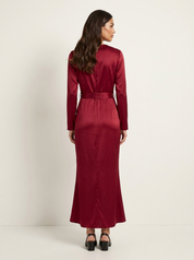 Satijnen wikkel maxi jurk - Isabella