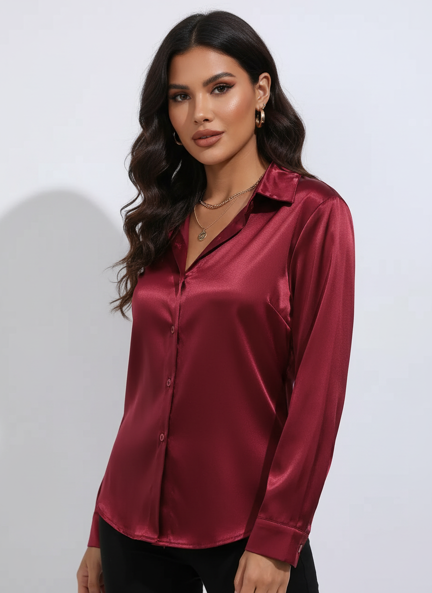 Satijnen dames blouse - Valerie