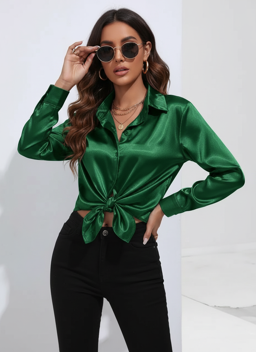 Satijnen dames blouse - Valerie