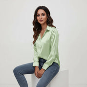 Satijnen dames blouse – Lynn