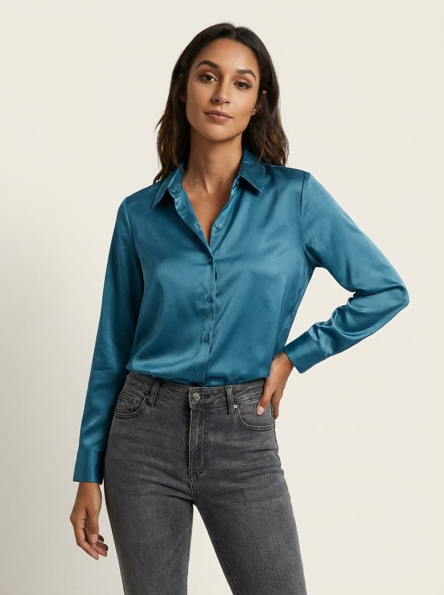 Satijnen dames blouse – Lynn