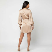 Satijnen dames jurk met strikceintuur – Juliette