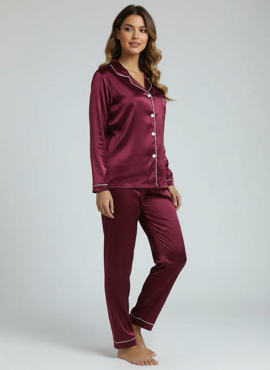 Satijnen dames pyjamaset voor dames