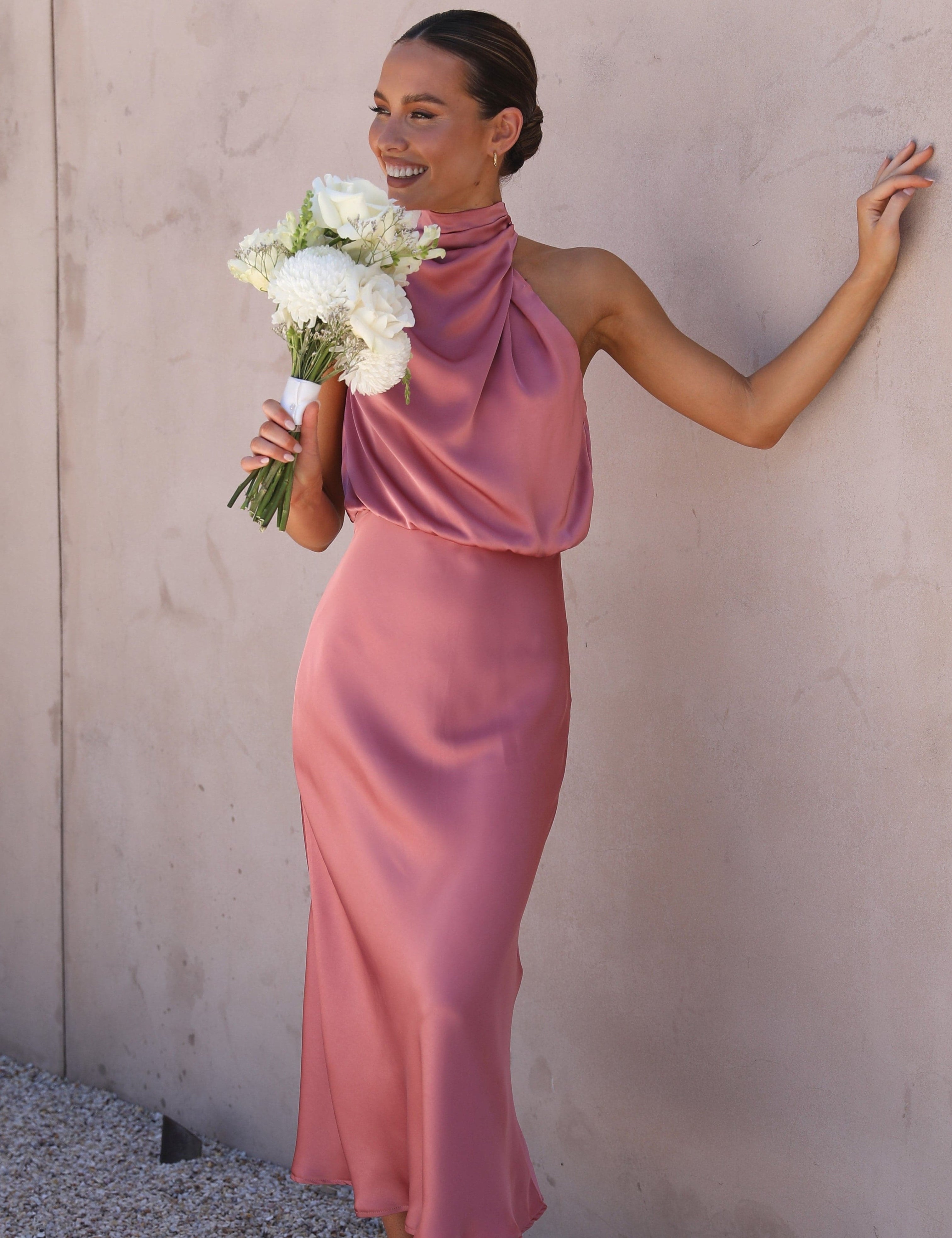 Satin halter top and maxi skirt set – Elira