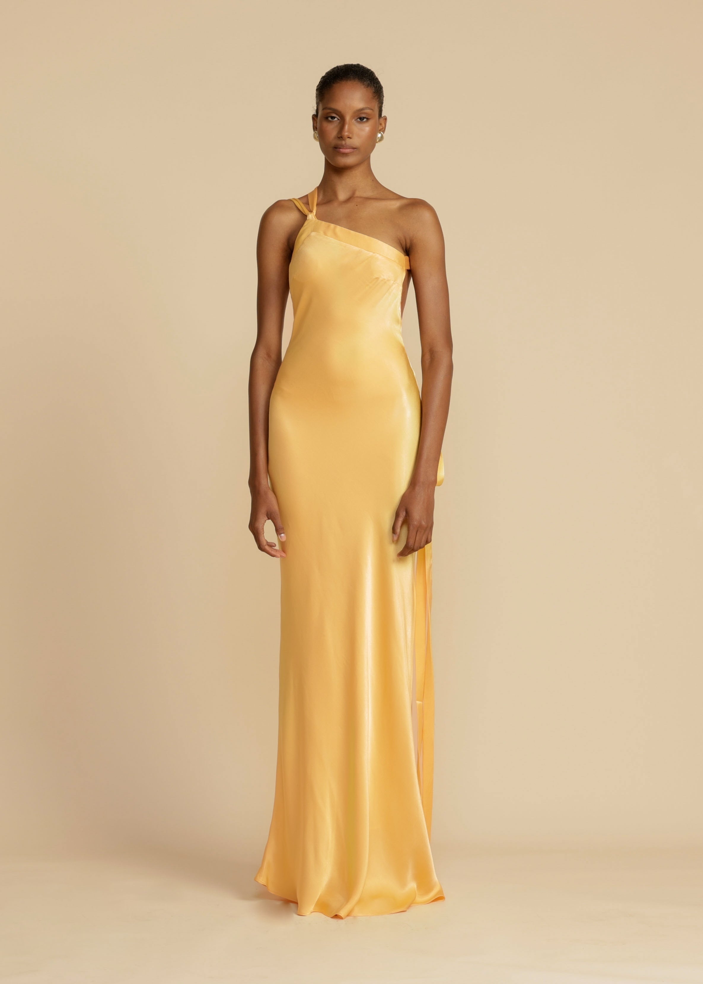 Satijnen one shoulder maxi jurk dames – Valérie