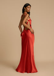 Satijnen one shoulder maxi jurk dames – Valérie