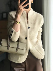 Luxe gebreid vest met opstaande kraag - Claire