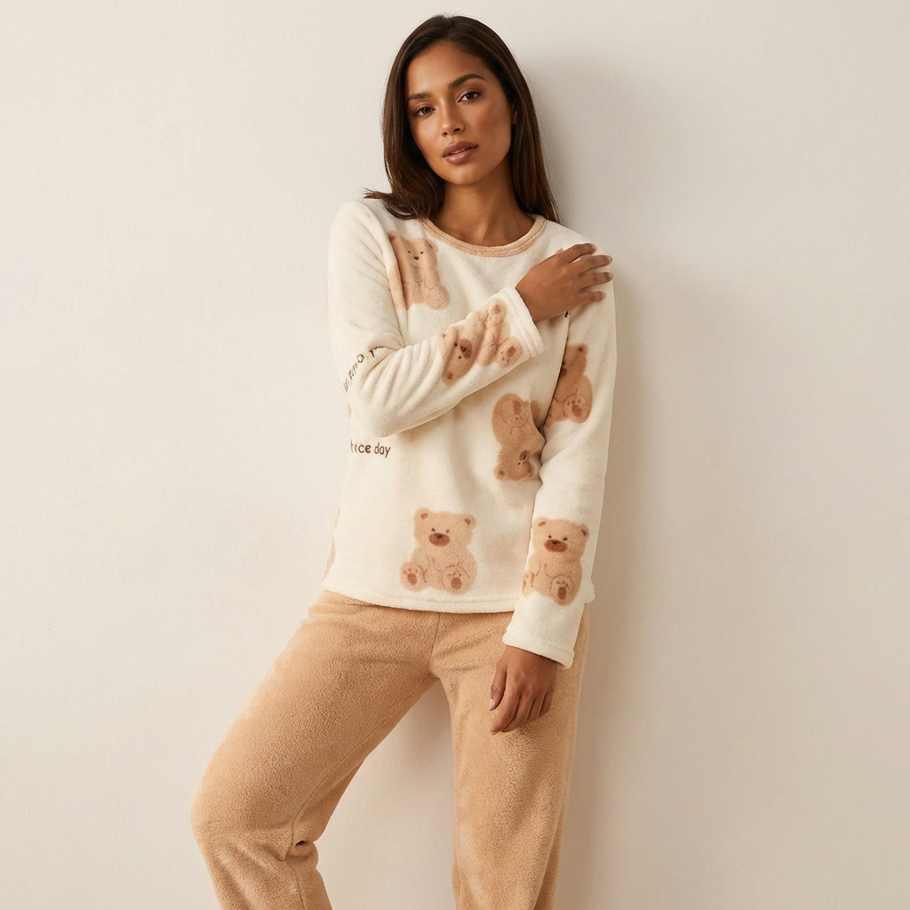 Schattige fleece pyjamaset voor dames – Eve