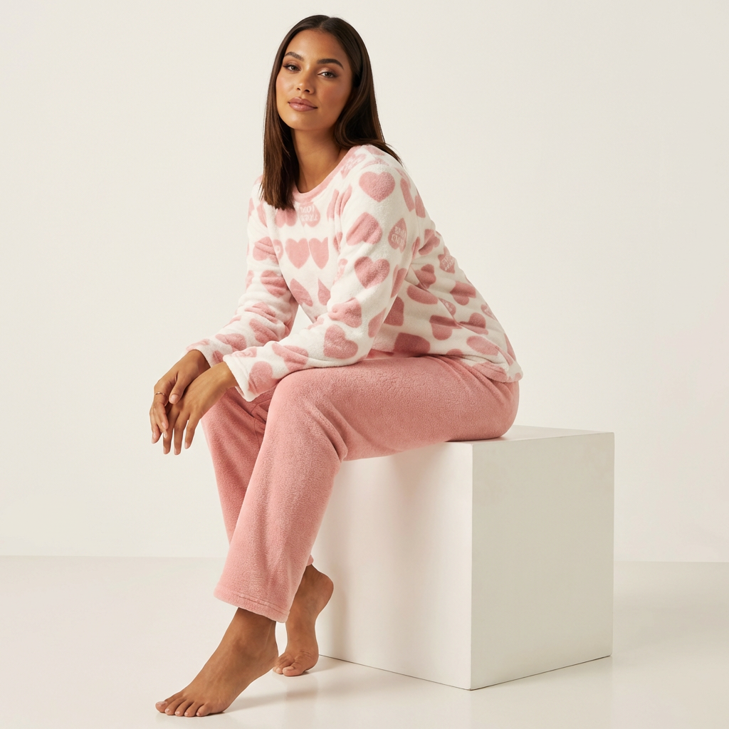 Schattige fleece pyjamaset voor dames – Eve