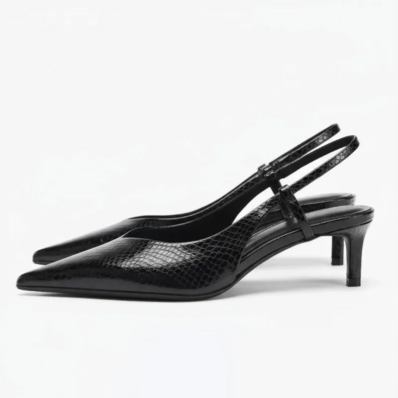 Slangenprint slingback hakken – Isabelle
