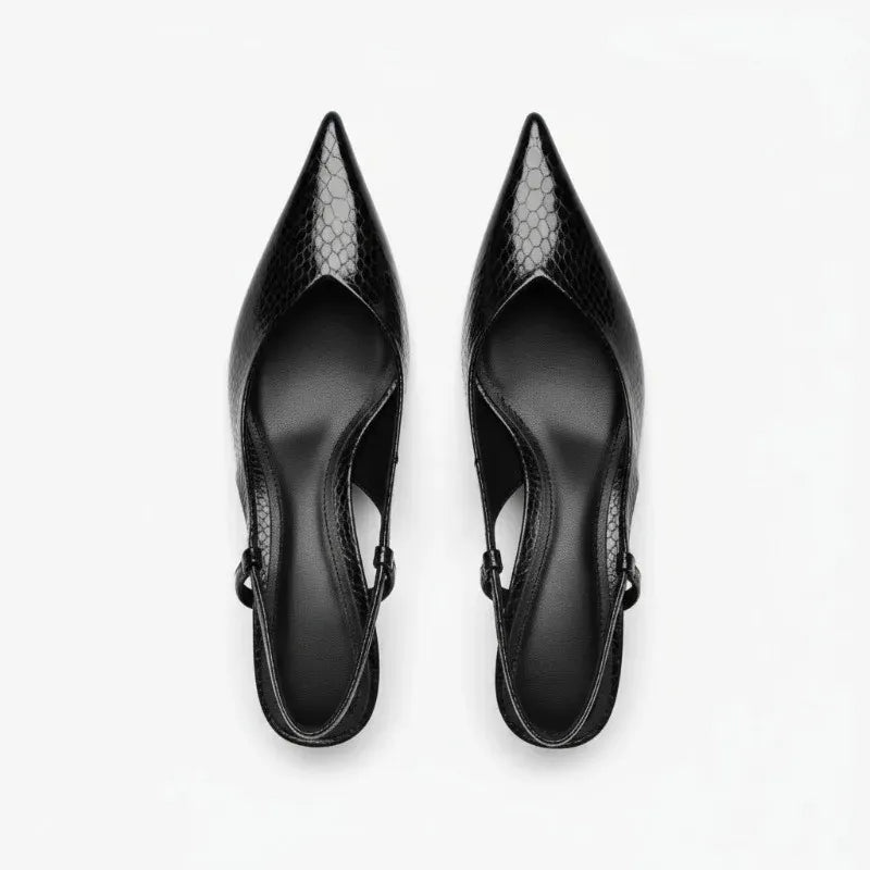 Slangenprint slingback hakken – Isabelle