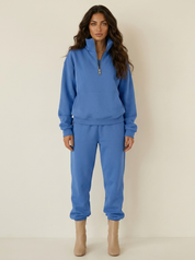Sportieve dames set met half-zip trui en comfortabele broek