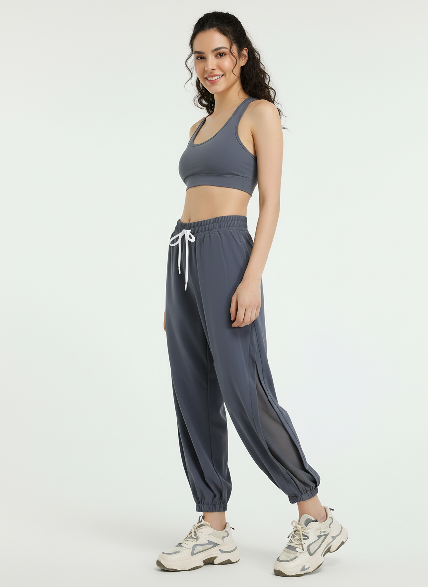 Sportieve dames jogger met mesh details – Evoque