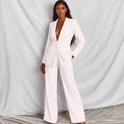 Stijlvol damespak met blazer en wide leg broek – Amélie