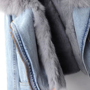 Stijlvol denim jack met faux fur kraag – Celeste