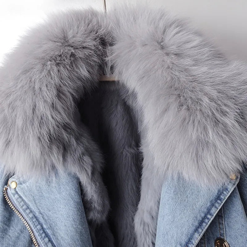 Stijlvol denim jack met faux fur kraag – Celeste