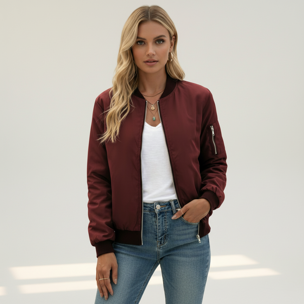 Stijlvolle korte dames bomberjack