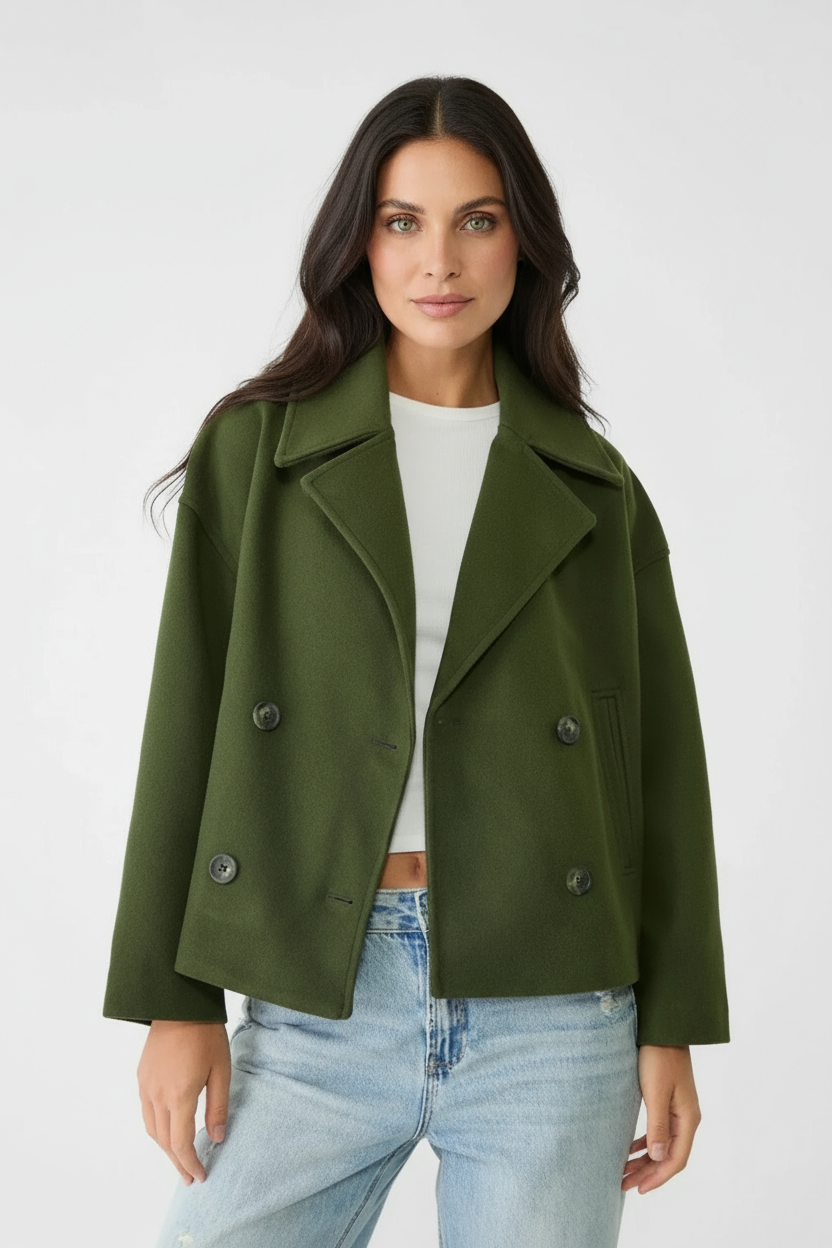 Stijlvolle korte damesjas met double-breasted design